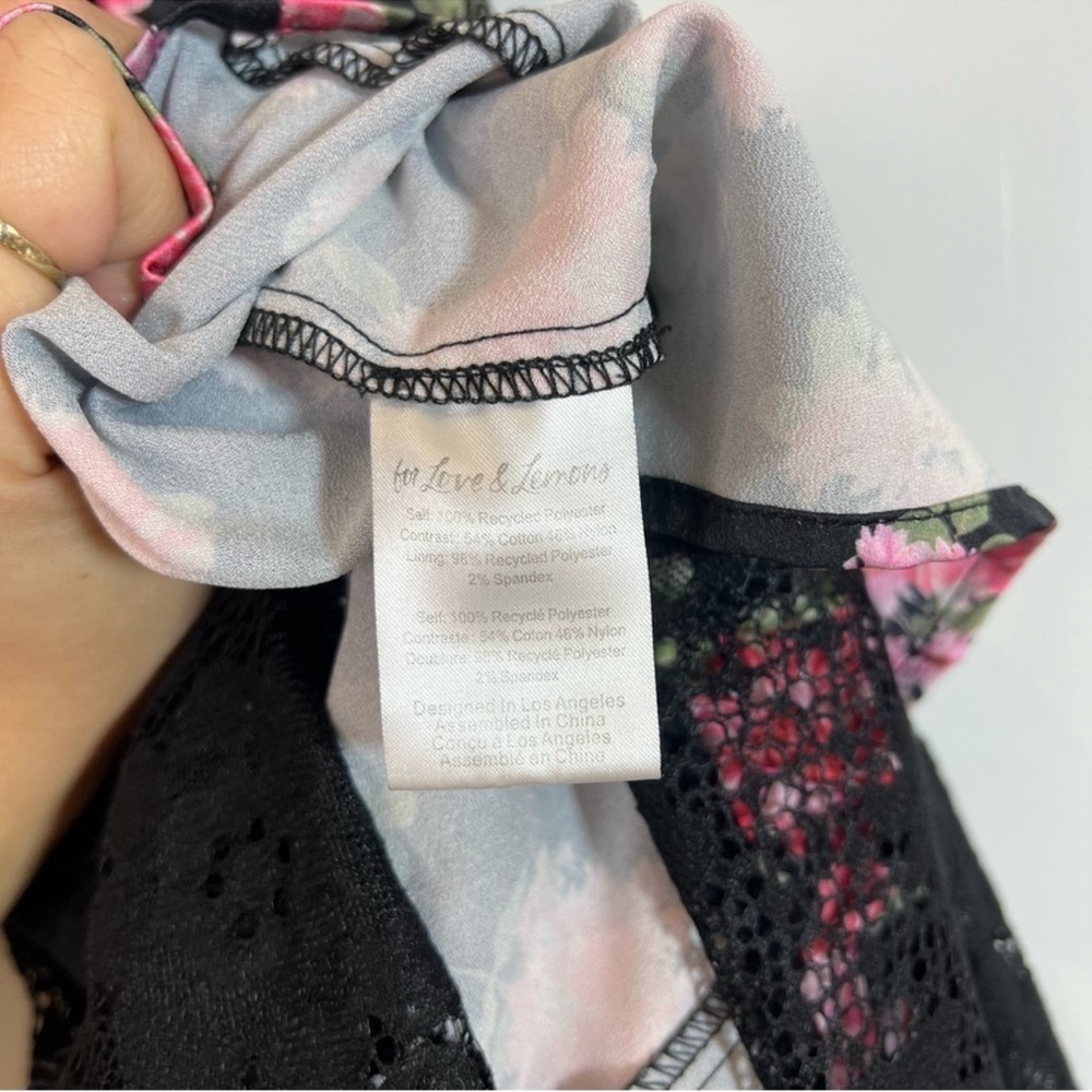 For Love & Lemons Rosalyn Pink Floral Ruffled Formal Strappy V Neck Maxi Dress M - Picture 13 of 14